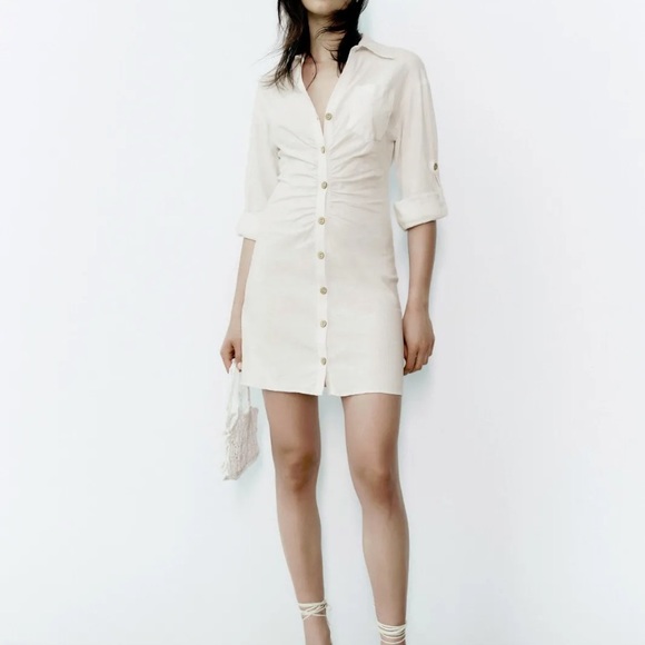 Zara Shirt Dress with Ruching - Picture 15 of 15